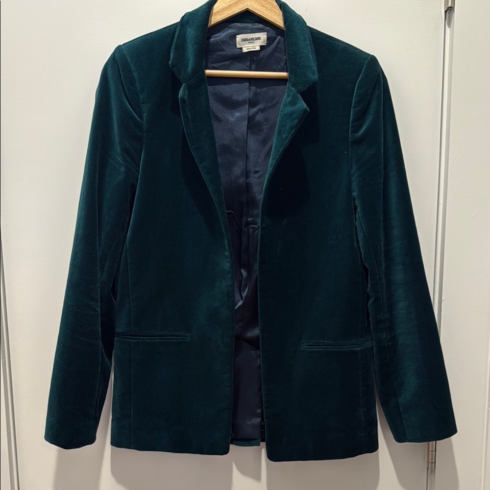 Zadig & Voltaire Green Velvet Blazer Classic Suit Jacket